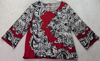 #ad Alfani Blouse Top Women#x27;s XL Multicolor Floral Polyester Long Sleeve Back Zipper $21.93
