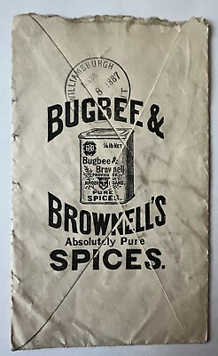 1887 BUGBEE amp; BROWNELLS SPICES AD RHODE ISLAND COVER WILLIAMSBURGH FANCY CANCEL $169.19