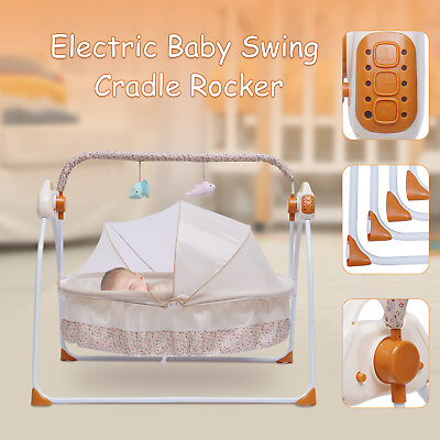 #ad Electric Baby Swing Rocking Chair Bassinet Rocker Music Cradle MP3 With Remote $83.00