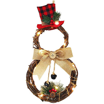 #ad LED Flower wreath Wall Door Hanging Christmas Vine Wreath Round $13.99