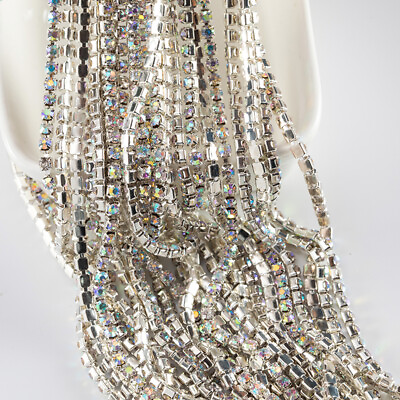#ad #ad 1Yard 2mm 4mm Glitter Sew On Rhinestones Flatback Dense Claw Chain Crystals Gems $1.99