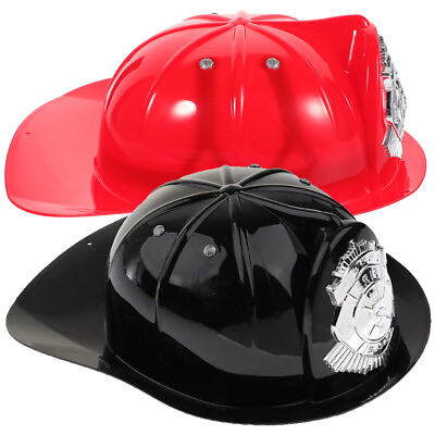 #ad 2pcs Firefighter Costume Accessory Firefighter Kids Plastic Hat Kids Fireman $17.45