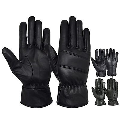 #ad Mens Warm Winter Leather Gloves Dress Motorcycle Driving Cold Weather Thermal $19.95