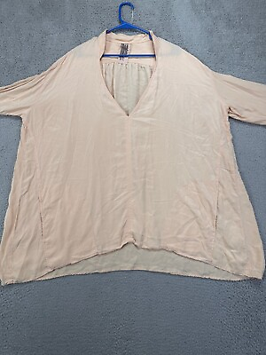 #ad Free People Shirt Womens Large Oversize Pink Cotton Viscose Blend Blouse Ladies $26.60