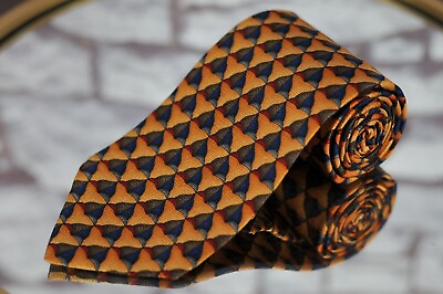 #ad JZ Richards Men#x27;s Tie Orange Blue Brown Geo Printed Silk Necktie 58 x 4 in. $29.99