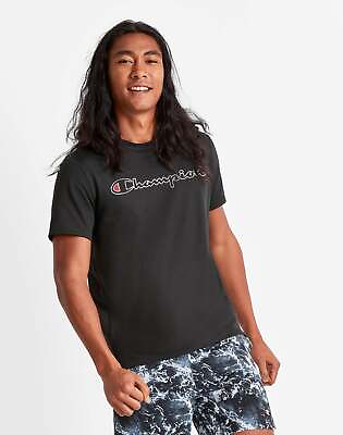 #ad Champion Mens MVP Script Logo Black Short Sleeve T Shirt Small $10.35
