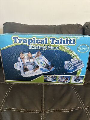 #ad Tropical Tahiti Inflatable Floating Island 6 Person Water Lake Party Raft Float $270.44