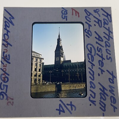 #ad Vintage Original 35mm slide 1956 Hamburg Germany Rathaus Tower Kodachrome #195 $7.95