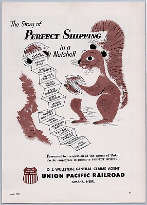 #ad 1954 Union Pacific Railroad Vintage Ad Perfect Shipping Squirrel Nutshell Nut $13.00