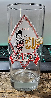 #ad Vintage Bob’s Big Boy 50th Anniversary 1936 1986 Collector’s Glass $15.00