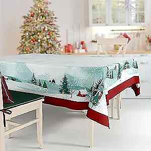 #ad Christmas Tablecloth Winter Snow Theme 84 x 60 Inches Snowy Winter Theme $20.23