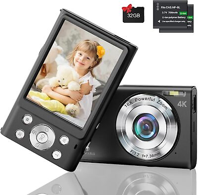 #ad Kids Digital Camera 4K 48MP Camera for Kids with 32GB Card 2.8quot; Screen Autofocus $59.99