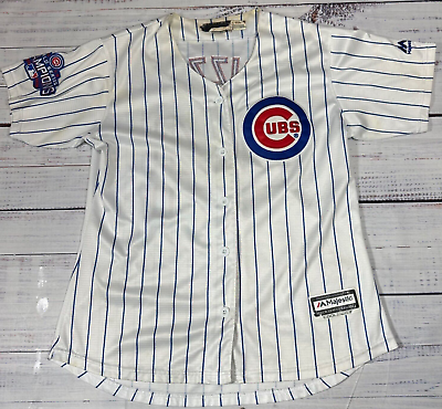 #ad Majestic Youth Chicago Cubs RIZZO 2016 World Series Jersey MLB Sz Large White $23.99