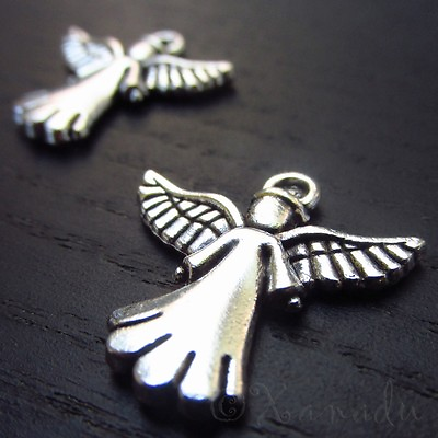 #ad Angel With Halo Wholesale Antiqued Silver Plated Charms C3501 10 20 Or 50PCs $10.00