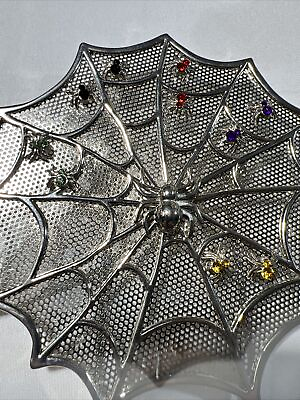 #ad Spider Earrings Silver Spooky Spider 5 Colors 9 Sets With Spider Web Rack $54.00
