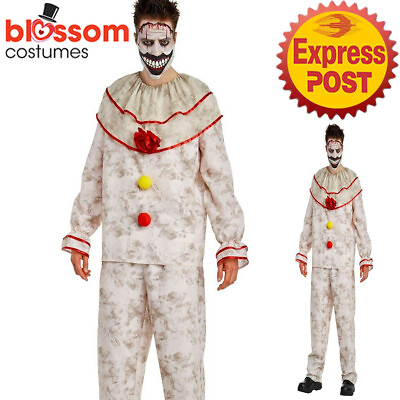 #ad EY136 Twisted Freak Show Killer Clown Jester Clown Mens Zombie Halloween Costume AU $36.57