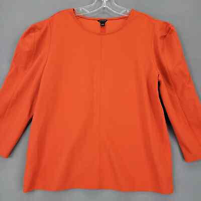 #ad #ad Ann Taylor Women Shirt Size L Orange Stretch Bold Preppy Plain 3 4 Sleeve Top $14.00