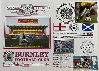 #ad Burnley V Aberdeen 2018 Dawn First Day Cover GBP 13.95