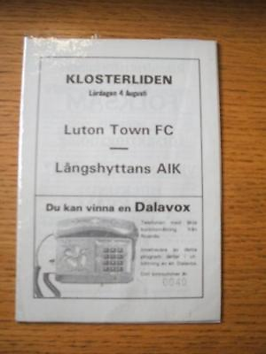 #ad 04 08 1984 Langshyttans AIK v Luton Town Friendly . N GBP 3.99