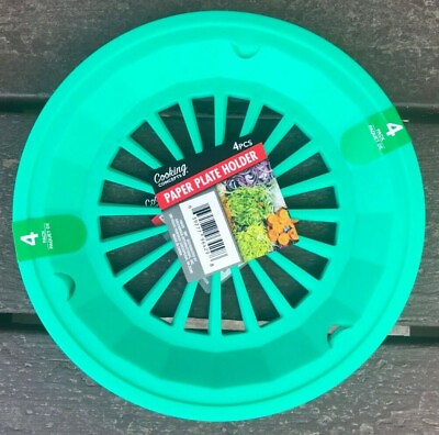 #ad Plastic 9quot; Paper Plate Holders Set of 4 Teal $7.37 PICNICSBBQCAMPING FREE S H $7.37