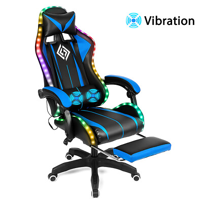 #ad Gaming Chair Massage with Speakers bluetooth Ergonomic Office Chair w LED HOT $174.99