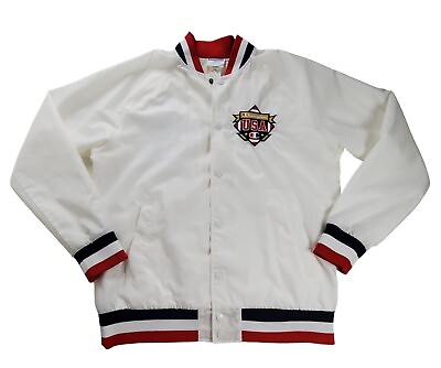 #ad Vintage Champion USA Stitched Logo Snap Front Windbreaker Stadium Jacket Sz L $33.99