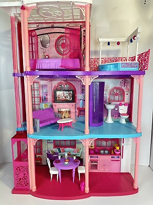 #ad Barbie 3 Story Dream Townhouse 2012 #X3551 Working Sounds Original Furn amp; Access C $159.65