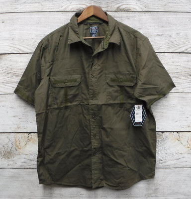 #ad Black Jack Shirt Mens 2XLarge Olive Green Slim Fit Button Front Shirt New DEFECT $16.16