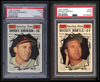 #ad 1961 Topps Baseball High Number Complete Set Cards #523 to #589 3.5 VG $2890.00