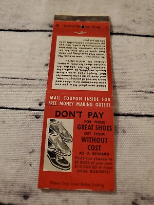 #ad Vintage Matchbook 1940#x27;s Charles Chester Shoe Mfg Job Info Sales 2 $7.20