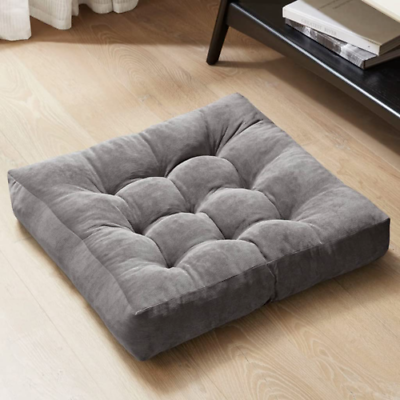 #ad NEW Meditation Floor Pillow Gray Tufted Corduroy Cushions Yoga Square Sealed $18.71
