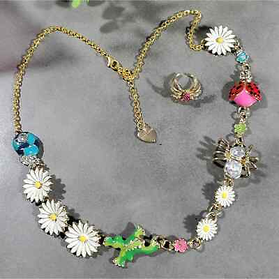 #ad Betsy Johnson daisy floral ladybug spider necklace $59.00