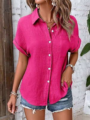 #ad Textured Cotton Short Sleeve Button Up Shirt $29.95