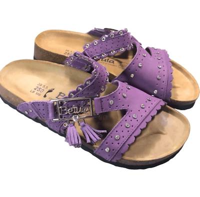 #ad Betula Birkenstock Purple Crystal Slide Leather Sandals Woman Size EU 39 US 8 $68.00