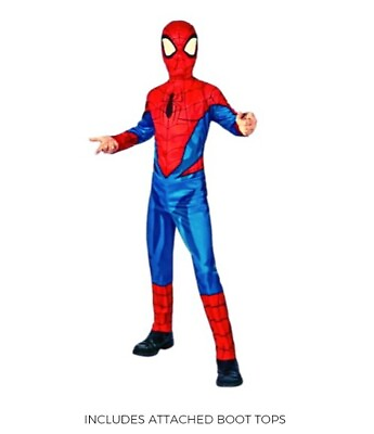 #ad Kids SpiderMan Costume Jumpsuit Mask Dress Up Play Child Boys Large 12 14 NEW $23.99