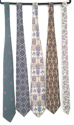 #ad Mens Ties Five Assorted Brand Names Sizes Colors Patterns Wide Thin Long Short $19.77