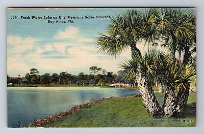 #ad Bay Pines FL Florida Fresh Water Lake US Veterans Home Grounds Vintage Postcard $7.99