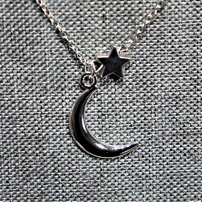 #ad Simple Moon Star Pendant Necklace Silver Dainty 18 20quot; $5.59