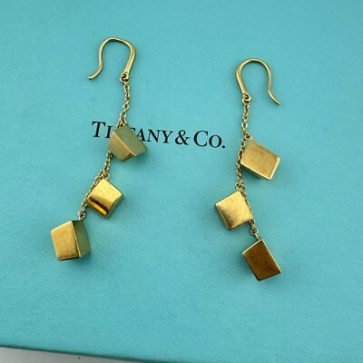 #ad Tiffany amp; Co. Frank Gehry Torque Drop Earrings 18k Yellow Gold RARE $2495.00