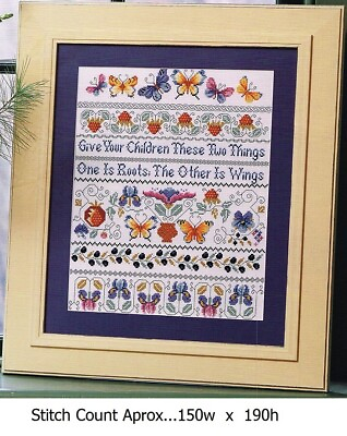 #ad GIVE YOUR CHILD WINGS LOVE TAKES FLIGHT CROSS STITCH PATTERN ONLY Y18 $8.95