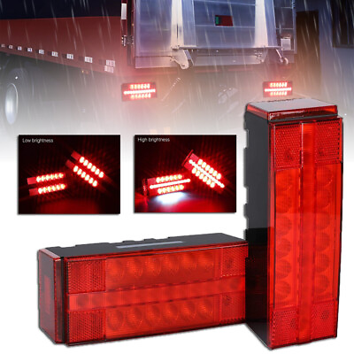 #ad Upgraded LED Submersible Trailer Boat Rectangle Stud Stop Turn Tail Lights Kit $24.59