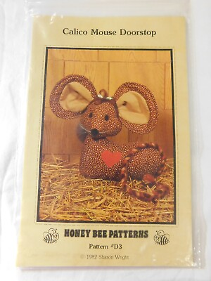 #ad Calico Mouse Doorstop Sewing Pattern Stuffed Mouse Honey Bee Patterns $5.99