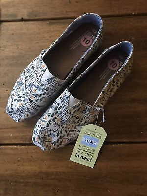 #ad NEW Toms Portland Edition Canvas Slip On Sneakers US CITY MAP NOVELTY Sz 10 Mens $38.00