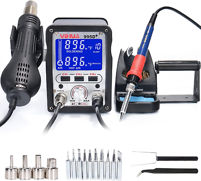 #ad YIHUA 995D 2 in 1 Hot Air Rework and Soldering Iron Station with 3 Memories La $194.85