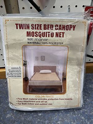#ad Mosquito Net Twin Size Bed Canopy White Polyester Indoor Outdoor Fine Mesh $16.99
