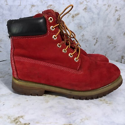 #ad Timberland Classic Men#x27;s Sz 7 Shoes Red Black Nubuck Comfort Fashion Boots $14.00
