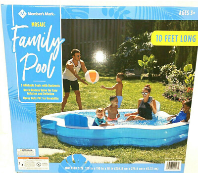 #ad NEW Kids Pool Family Lounge Inflatable 10 FT Outdoor Party Lawn Yard 2 Seater $12.99