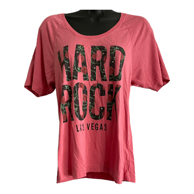#ad Hard Rock Womens Size XS Floral Las Vegas Hard Rock Tee Graphic T Shirt Pink $10.80