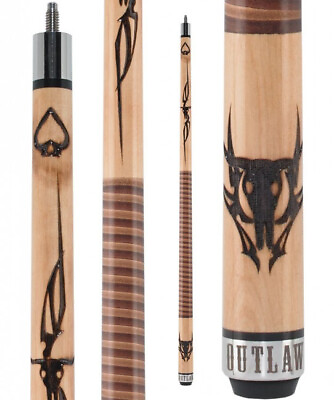 #ad Outlaw OL42 Original Pool Cue Cow Skull Two Toned Wrap $238.50