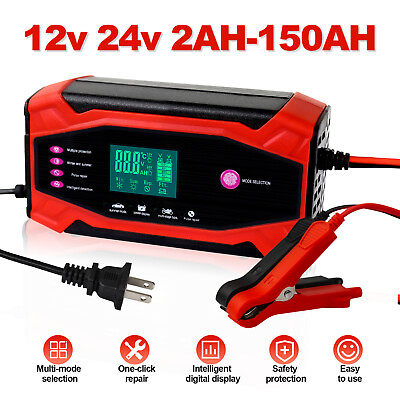 #ad 10A 12V 24V Fully Automatic Smart Car Battery Charger Maintainer Trickle Charger $18.89
